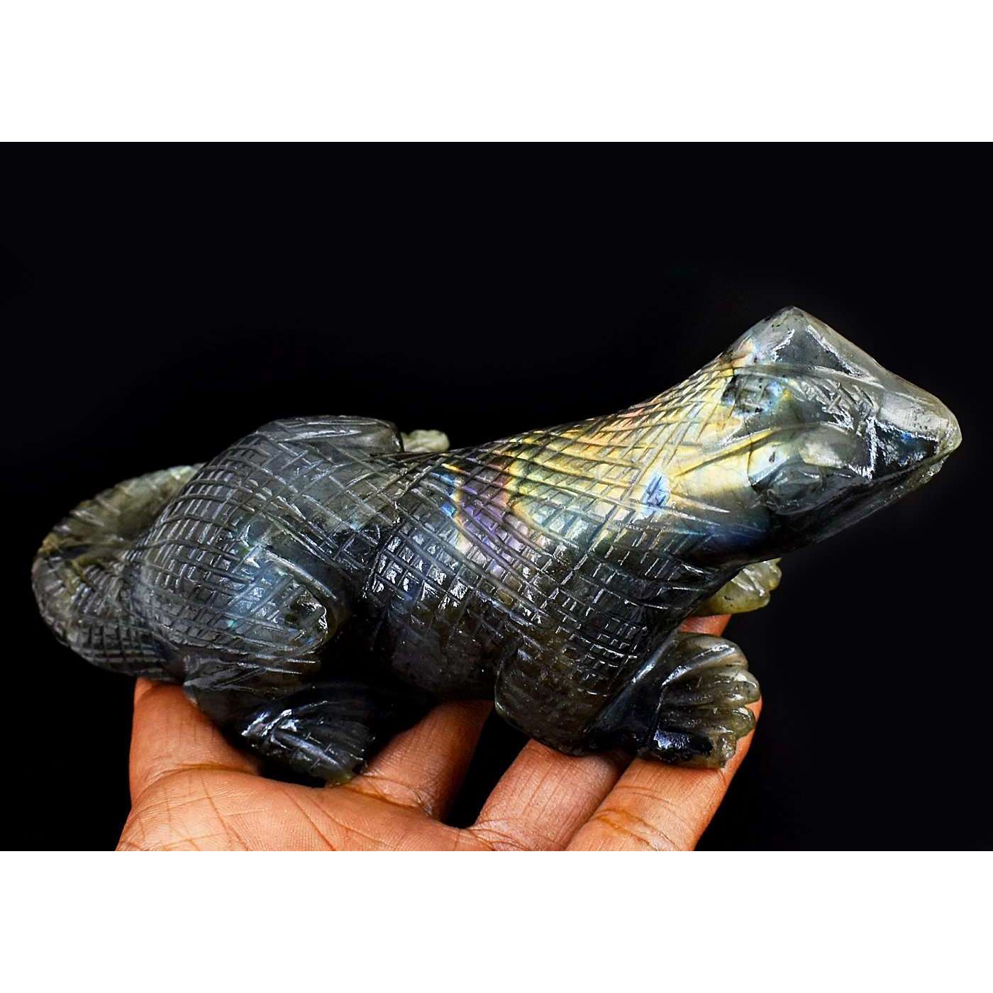 gemsmore:Amazing Labradorite Hand Carved Genuine Crystal Gemstone Carving Dragon