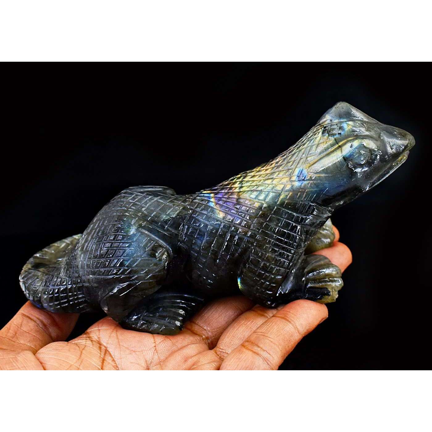 gemsmore:Amazing Labradorite Hand Carved Genuine Crystal Gemstone Carving Dragon
