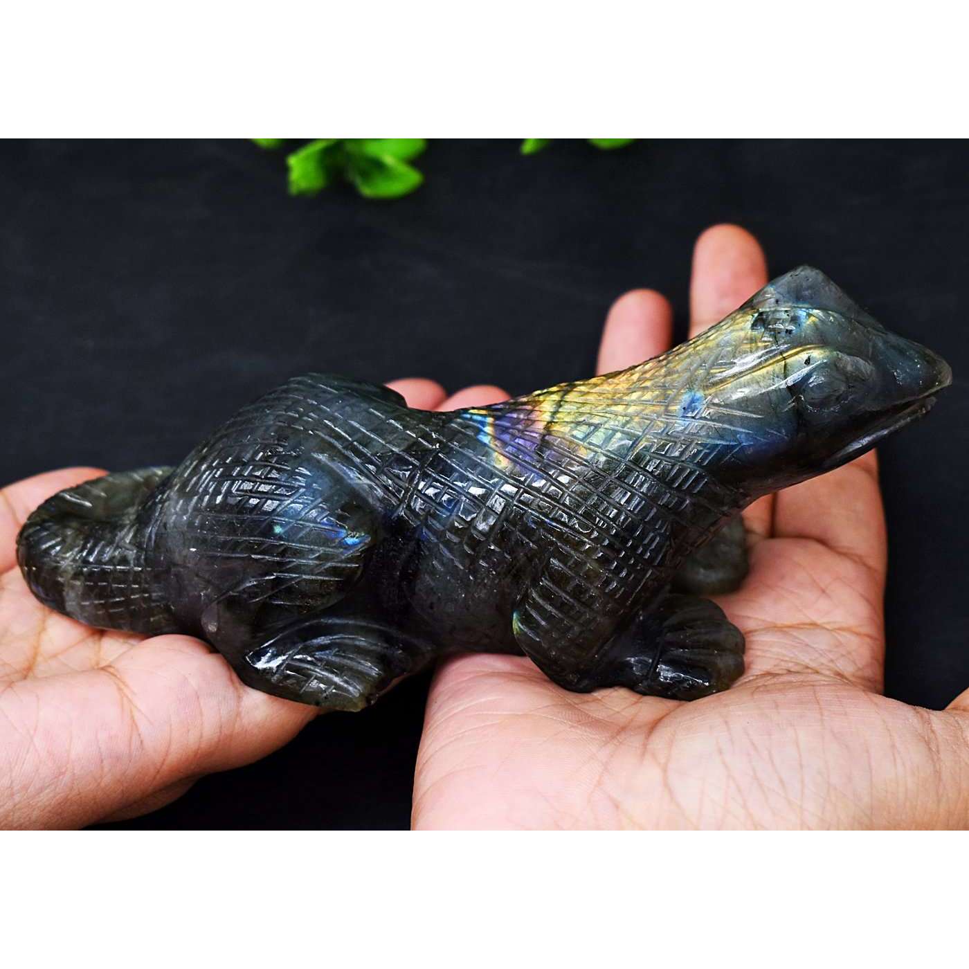 gemsmore:Amazing Labradorite Hand Carved Genuine Crystal Gemstone Carving Dragon