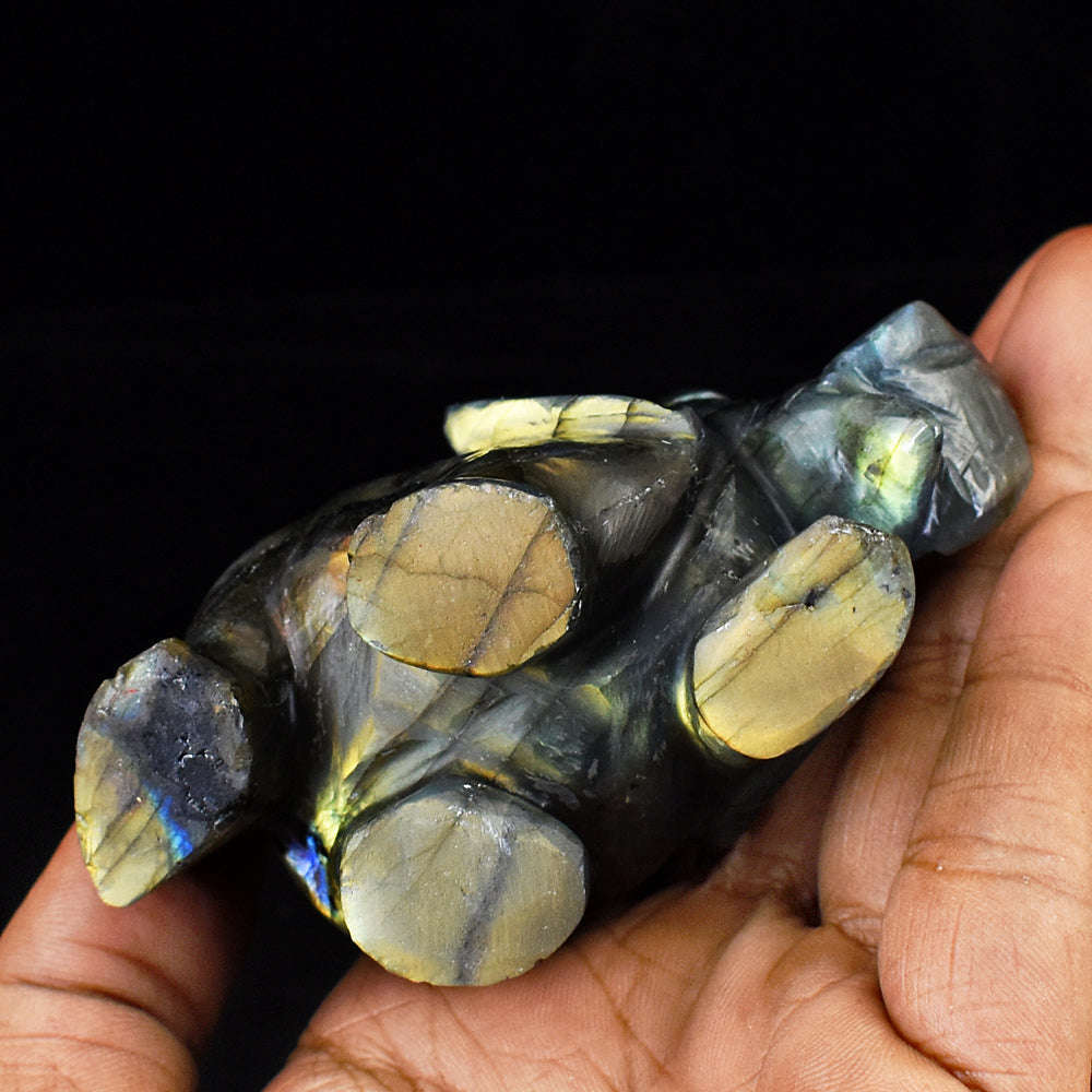 gemsmore:Amazing Labradorite Hand Carved Genuine Crystal Gemstone Carving Elephant