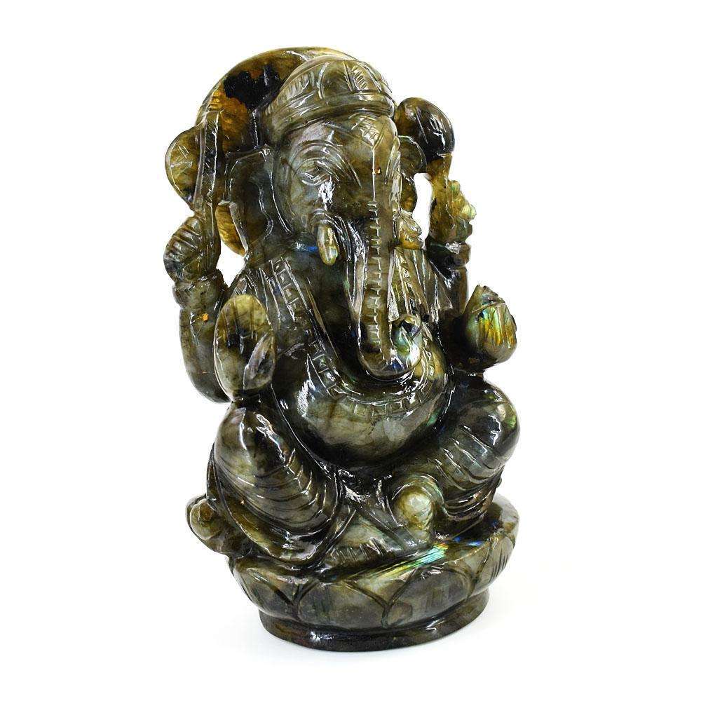 gemsmore:Amazing Labradorite Hand Carved Genuine Crystal Gemstone Carving Lord Ganesha