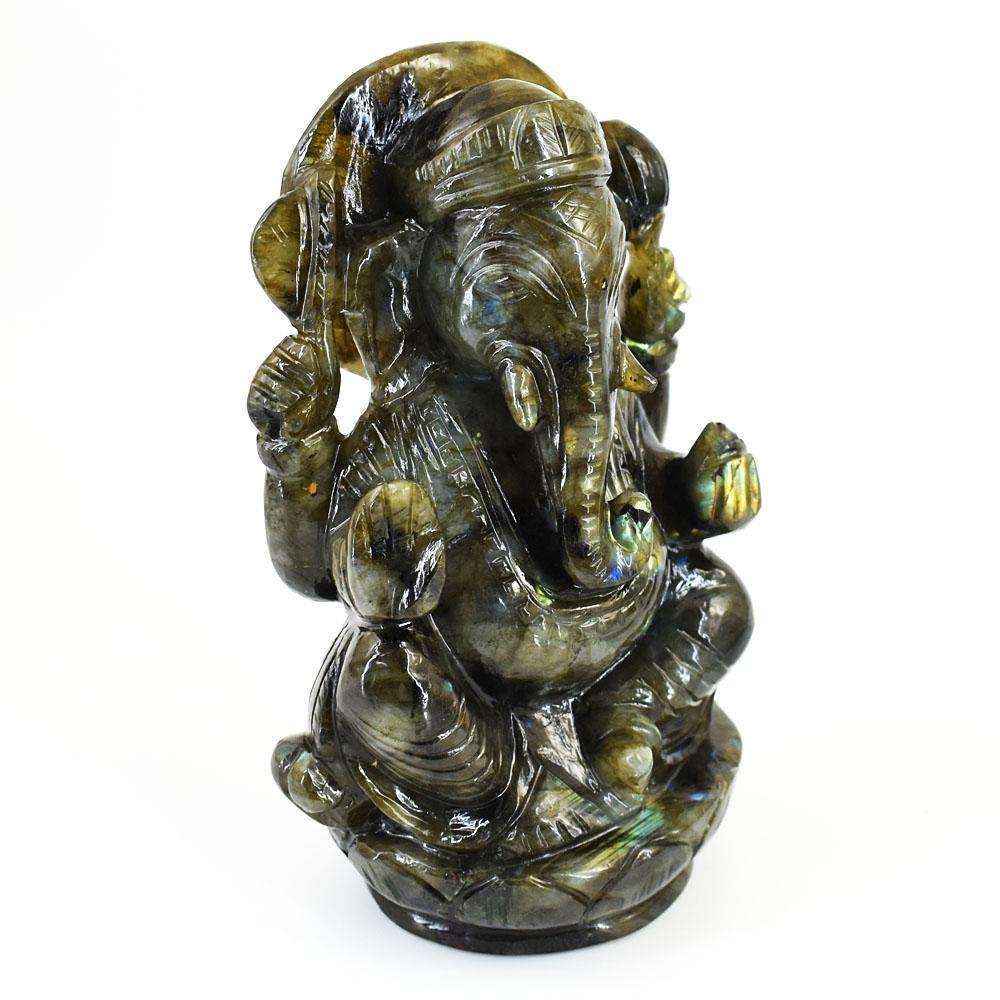 gemsmore:Amazing Labradorite Hand Carved Genuine Crystal Gemstone Carving Lord Ganesha