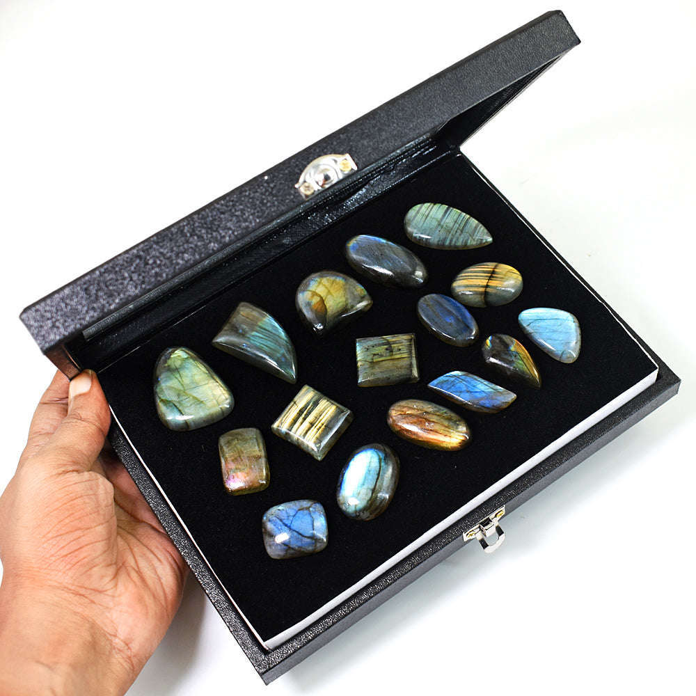 gemsmore:Amazing Labradorite Untreated Gemstone Cabochon Lot