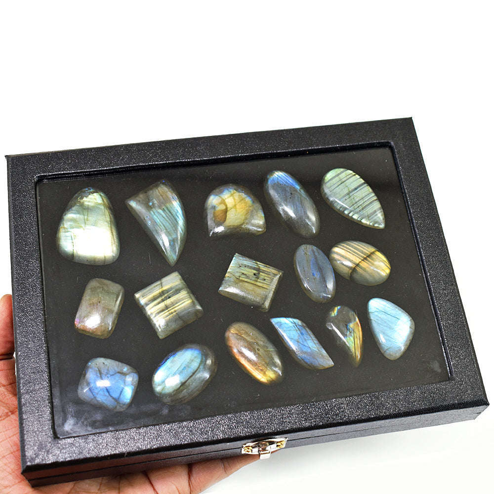 gemsmore:Amazing Labradorite Untreated Gemstone Cabochon Lot