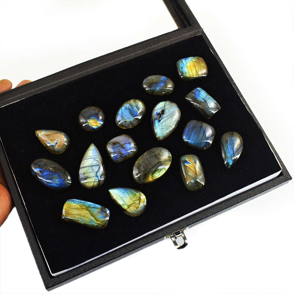 gemsmore:Amazing Labradorite Untreated Gemstone Cabochon Lot