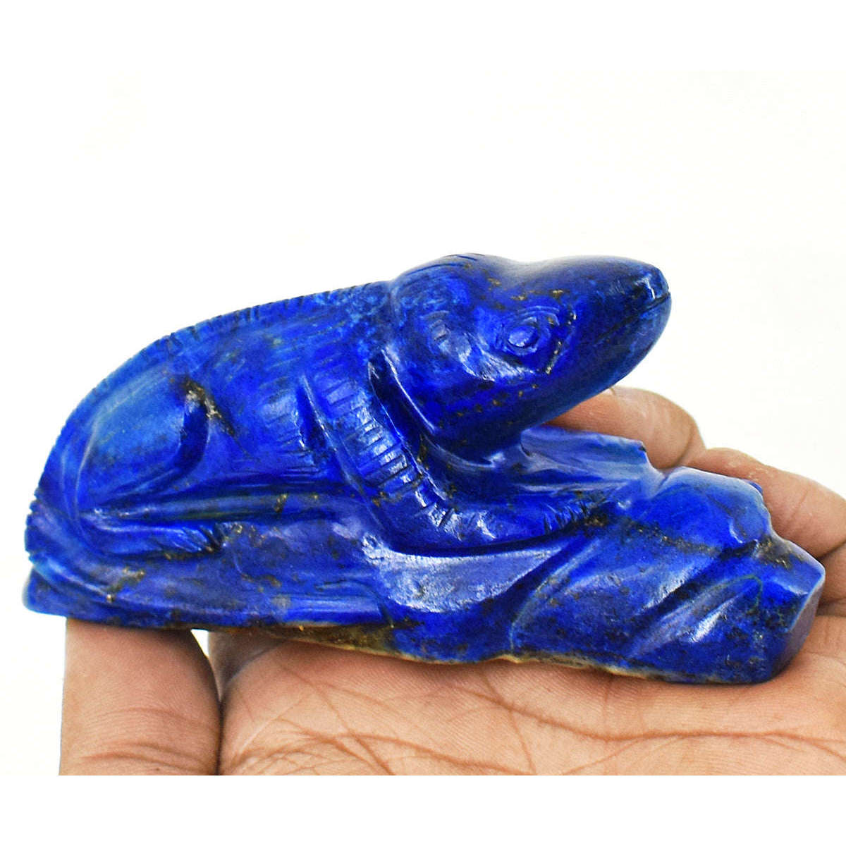 gemsmore:Amazing Lapis Lazuli Hand Carved Genuine Crystal Gemstone Carving Crocodile