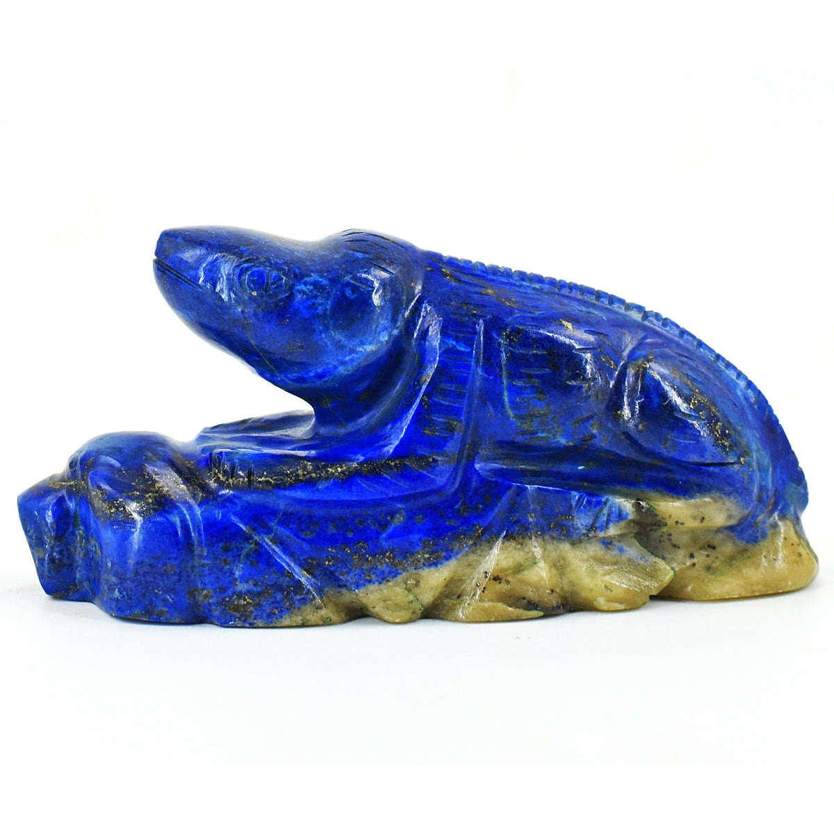 gemsmore:Amazing Lapis Lazuli Hand Carved Genuine Crystal Gemstone Carving Crocodile