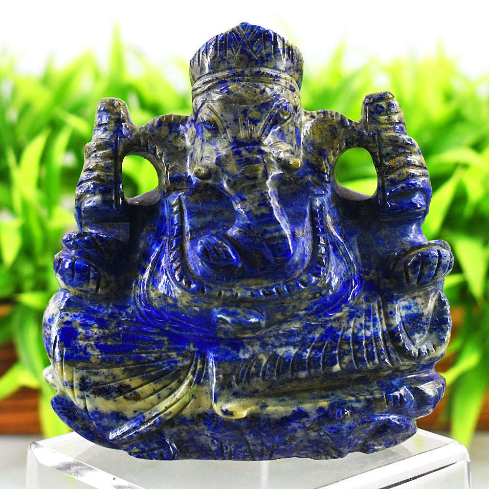 gemsmore:Amazing  Lapis Lazuli Hand Carved Genuine Crystal Gemstone Carving Lord Ganesha