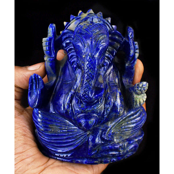 gemsmore:Amazing Lapis Lazuli Hand Carved Genuine Crystal Gemstone Carving Lord Ganesha