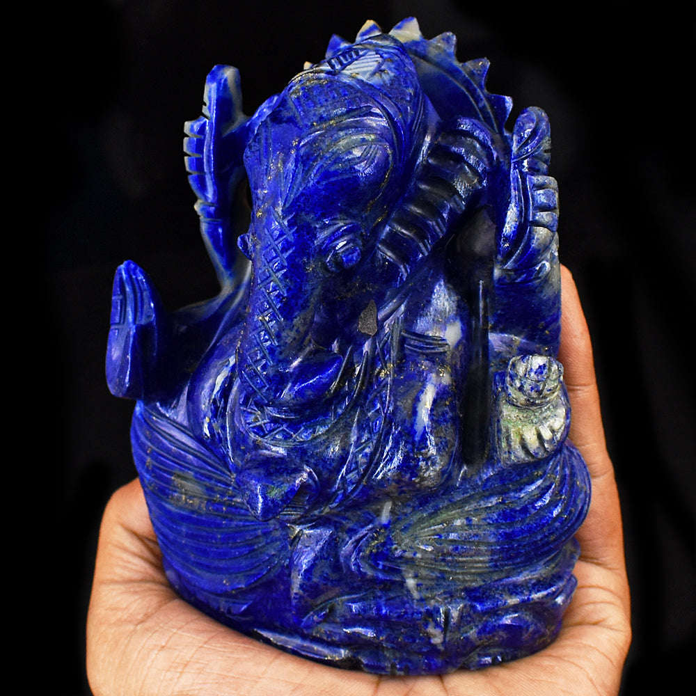 gemsmore:Amazing Lapis Lazuli Hand Carved Genuine Crystal Gemstone Carving Lord Ganesha