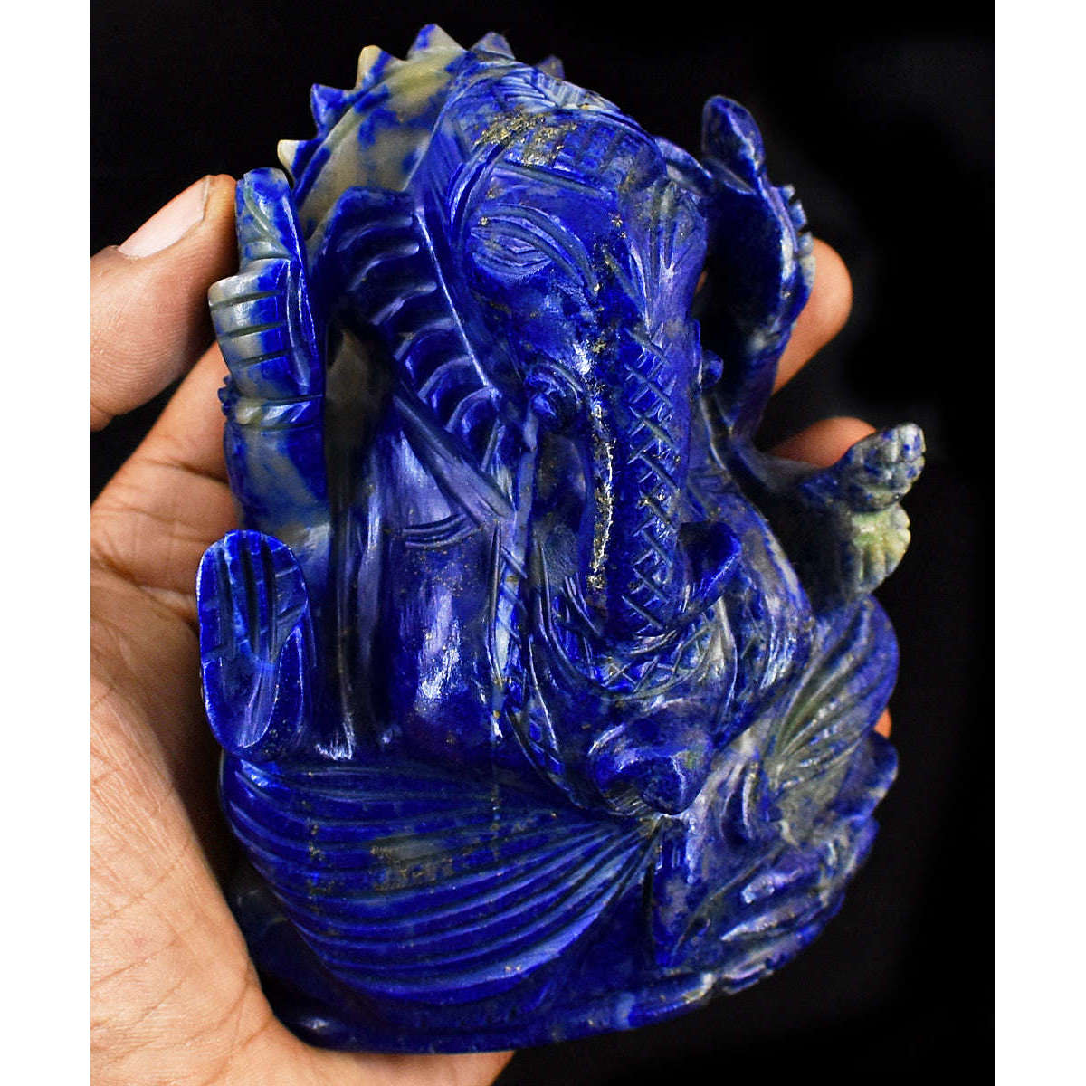 gemsmore:Amazing Lapis Lazuli Hand Carved Genuine Crystal Gemstone Carving Lord Ganesha