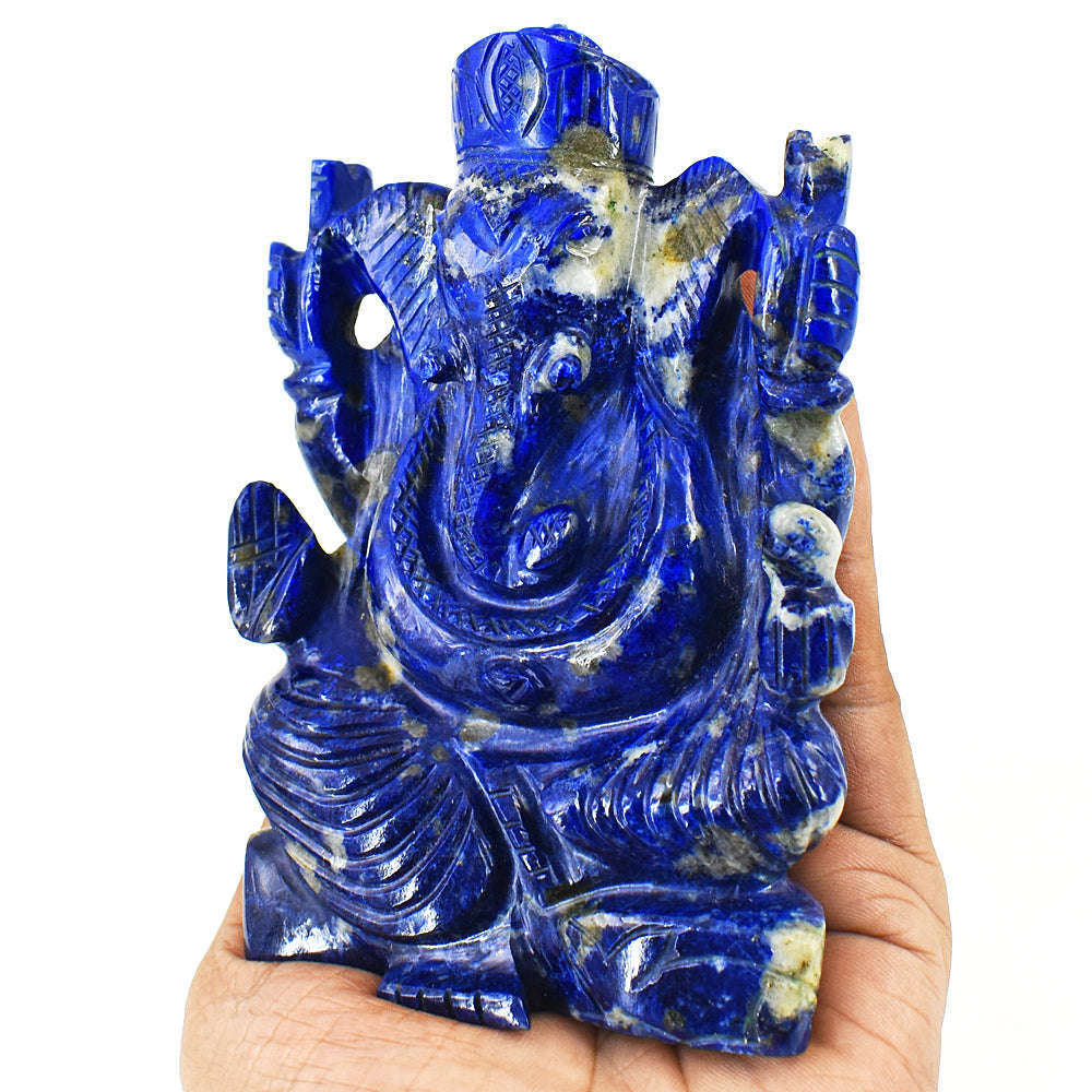 gemsmore:Amazing Lapis Lazuli Hand Carved Genuine Crystal Gemstone Carving Lord Ganesha