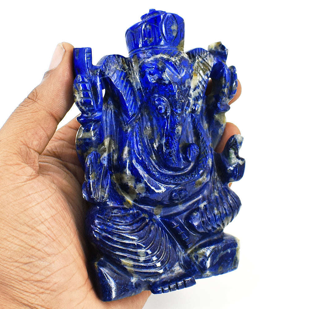 gemsmore:Amazing Lapis Lazuli Hand Carved Genuine Crystal Gemstone Carving Lord Ganesha