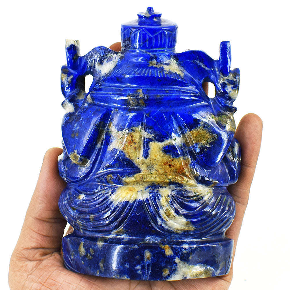 gemsmore:Amazing Lapis Lazuli Hand Carved Genuine Crystal Gemstone Carving Lord Ganesha