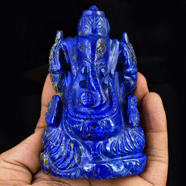 gemsmore:Amazing Lapis Lazuli Hand Carved Genuine Crystal Gemstone Carving Lord Ganesha