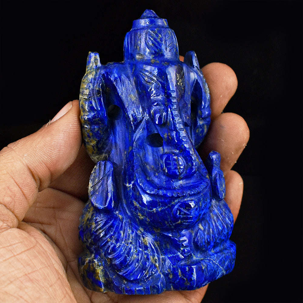 gemsmore:Amazing Lapis Lazuli Hand Carved Genuine Crystal Gemstone Carving Lord Ganesha