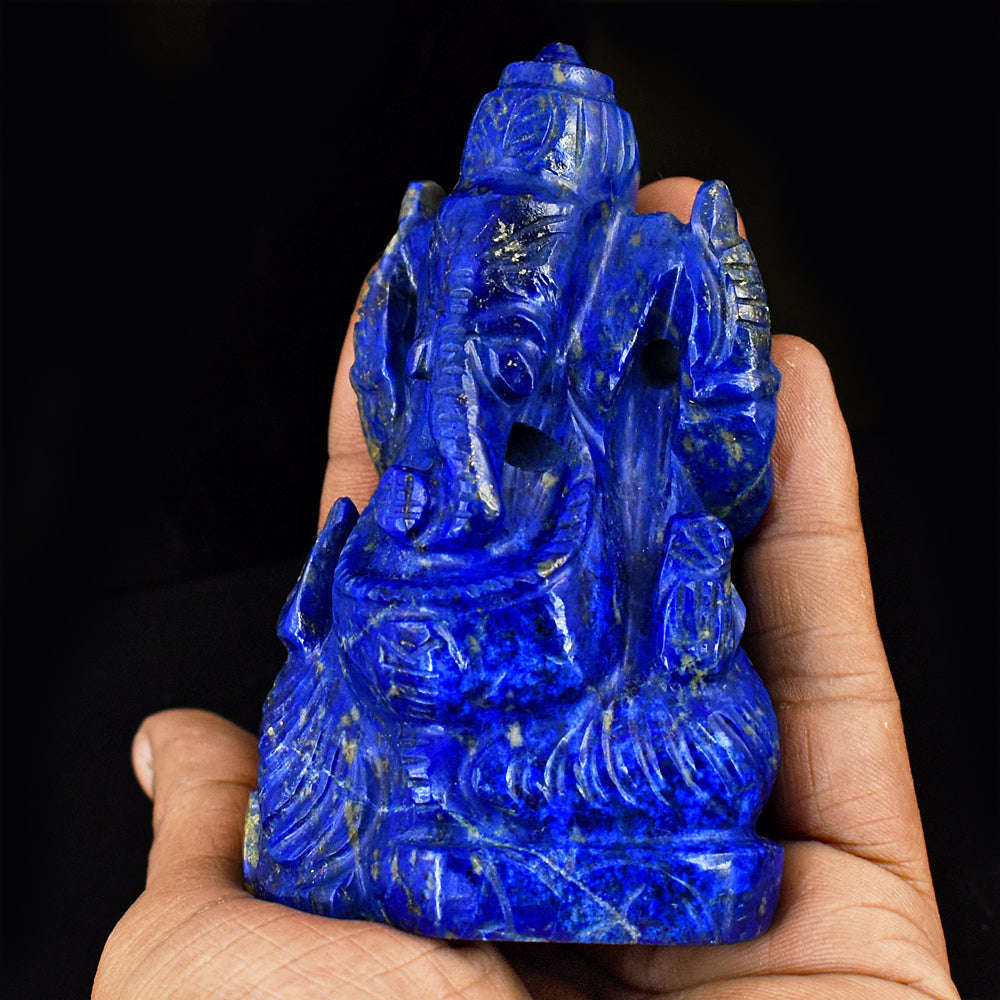 gemsmore:Amazing Lapis Lazuli Hand Carved Genuine Crystal Gemstone Carving Lord Ganesha