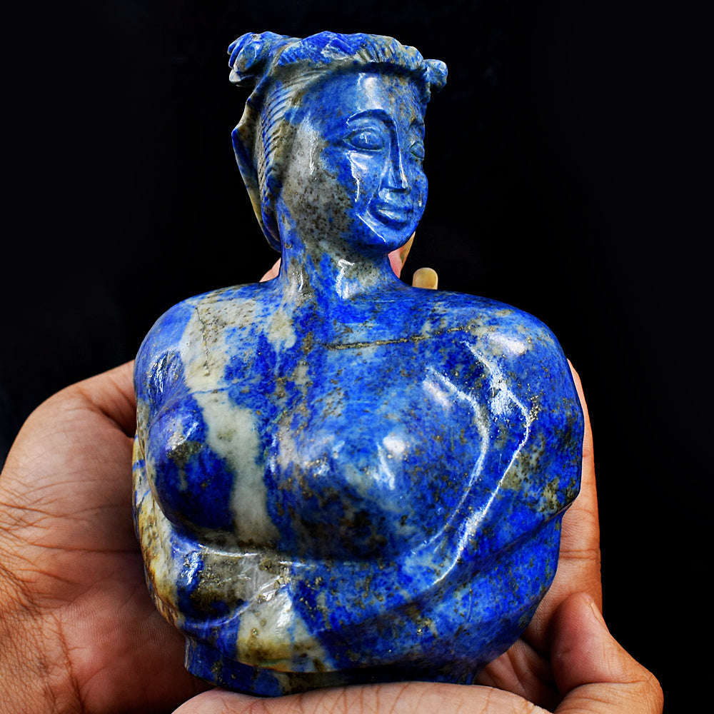 gemsmore:Amazing Lapis Lazuli Hand Carved Genuine Crystal Gemstone CarvingAphrodite Greek Goddess
