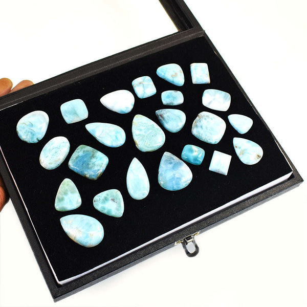 gemsmore:Amazing Larimar  Untreated Gemstone Cabochon Lot