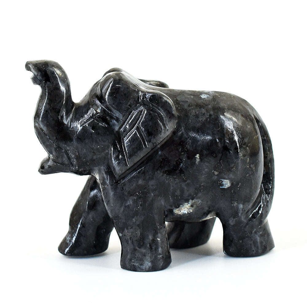 gemsmore:Amazing Larvikite Hand Carved Genuine Crystal Gemstone Carving Elephant