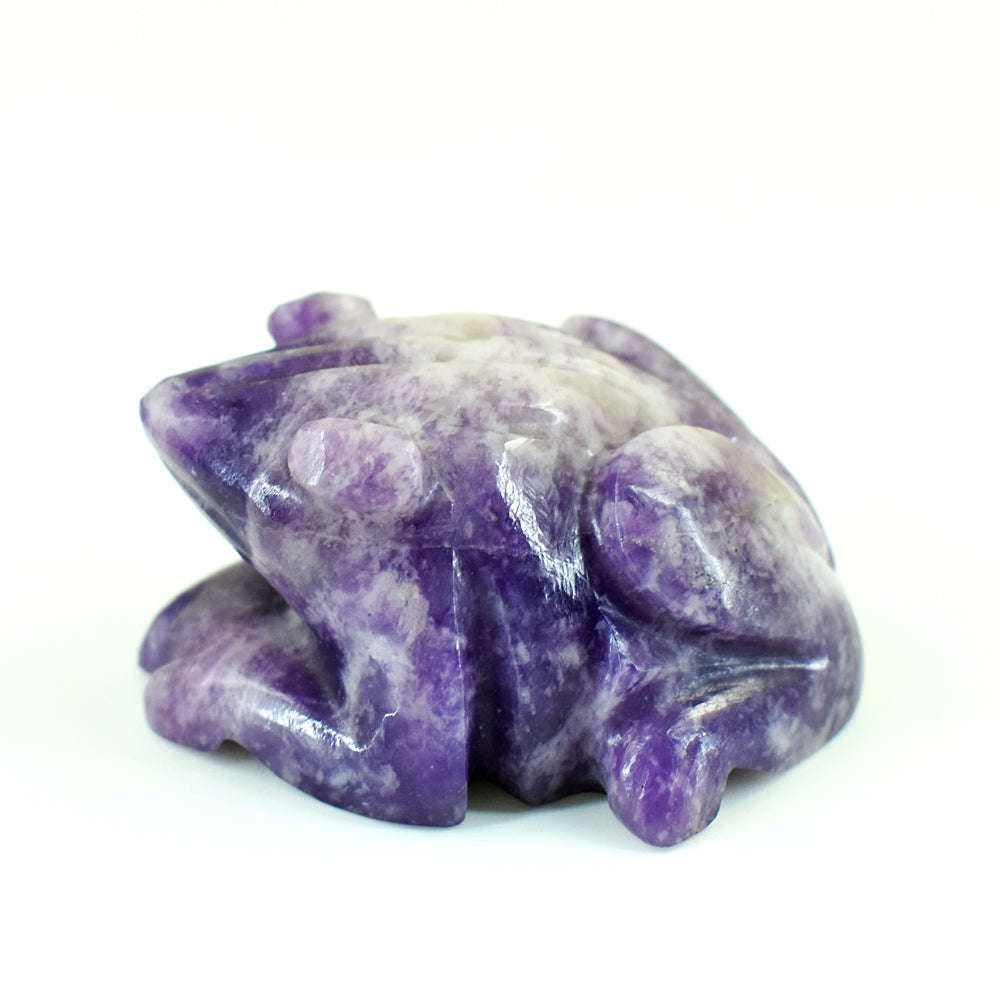gemsmore:Amazing Lepidolite Hand Carved Genuine Crystal Gemstone Carving Frog