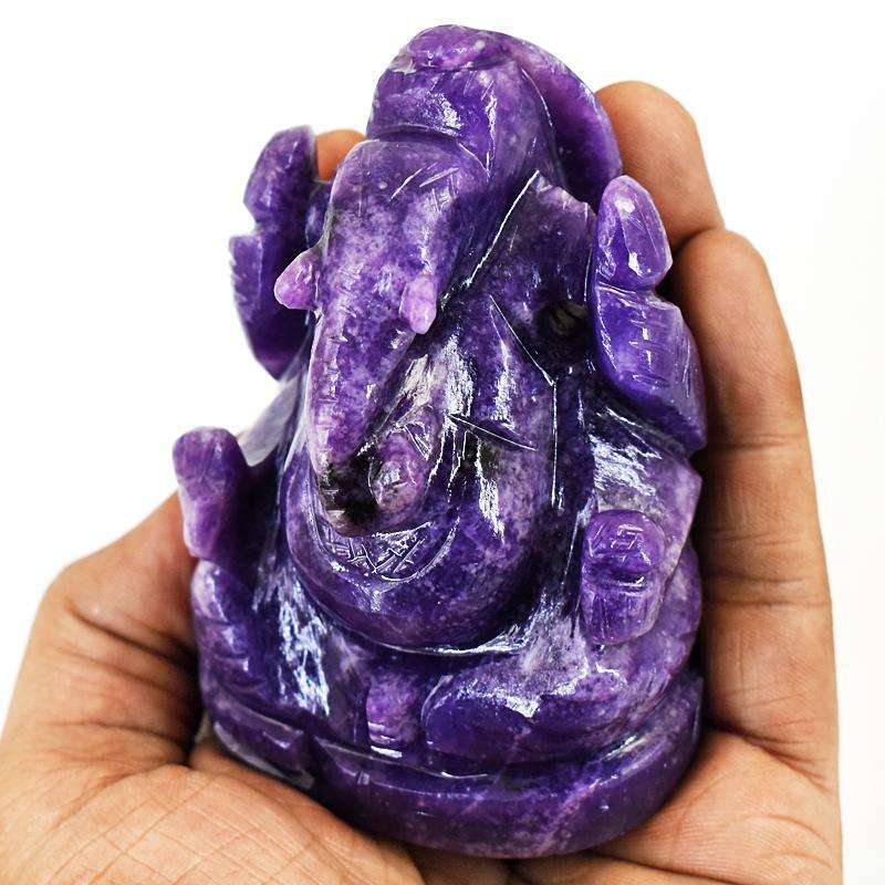 gemsmore:Amazing Lepidolite Hand Carved Genuine Crystal Gemstone Carving Lord Ganesha