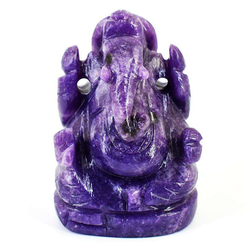gemsmore:Amazing Lepidolite Hand Carved Genuine Crystal Gemstone Carving Lord Ganesha