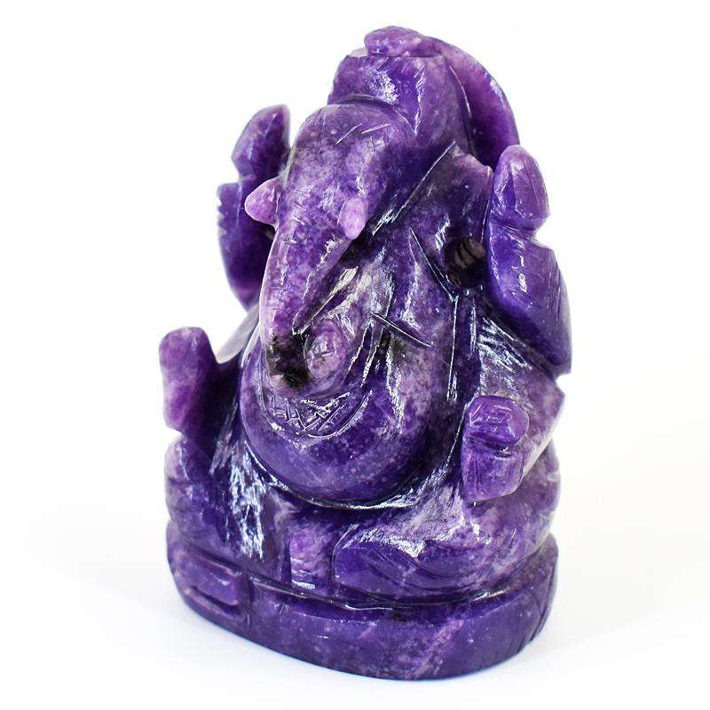 gemsmore:Amazing Lepidolite Hand Carved Genuine Crystal Gemstone Carving Lord Ganesha