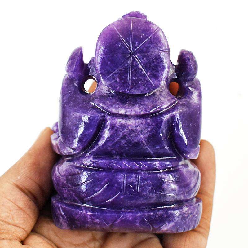 gemsmore:Amazing Lepidolite Hand Carved Genuine Crystal Gemstone Carving Lord Ganesha