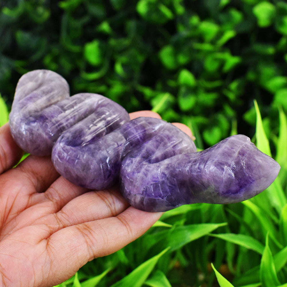 gemsmore:Amazing Lepidolite Hand Carved Genuine Crystal Gemstone Carving Snake