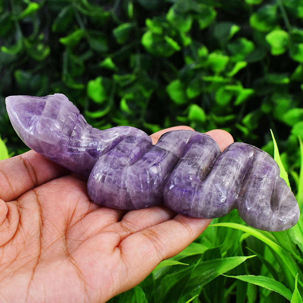 gemsmore:Amazing Lepidolite Hand Carved Genuine Crystal Gemstone Carving Snake