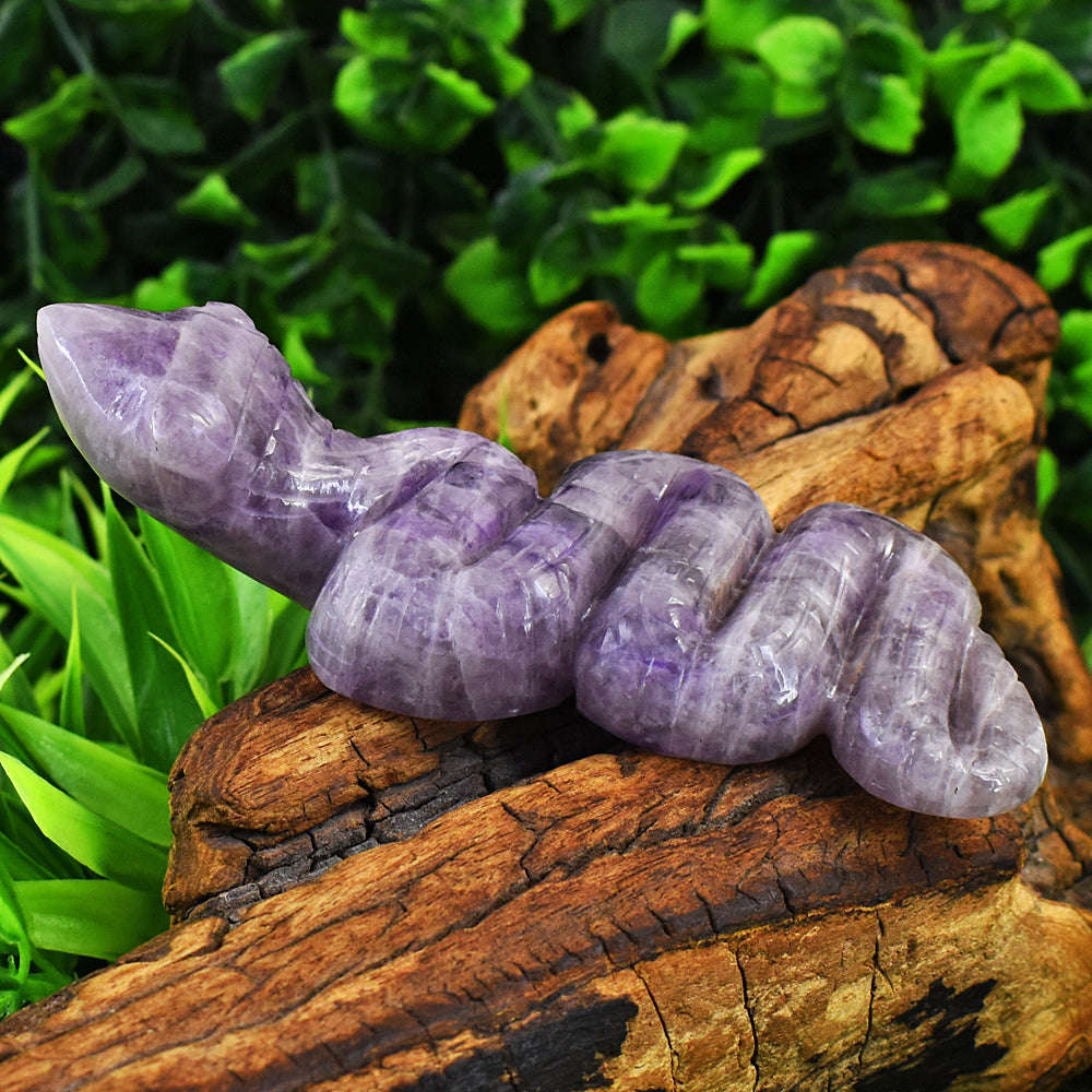 gemsmore:Amazing Lepidolite Hand Carved Genuine Crystal Gemstone Carving Snake