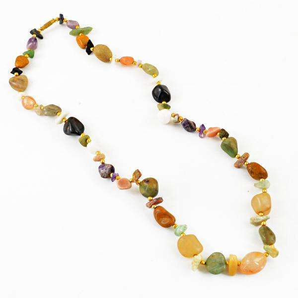 gemsmore:Amazing Mix Gem Drilled Beads Necklace