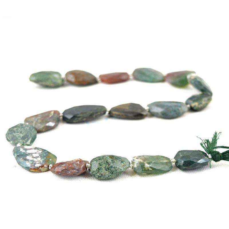 gemsmore:Amazing Moss Agate Beads Strand - Natural Faceted Drilled