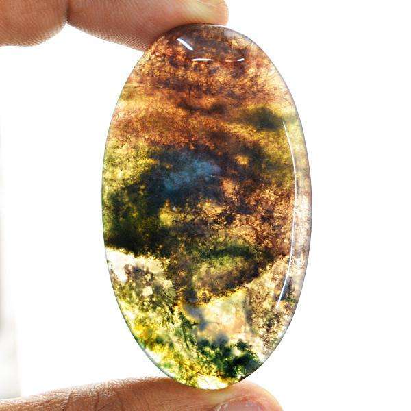 gemsmore:Amazing Moss Agate Loose Gemstone Natural Oval shape