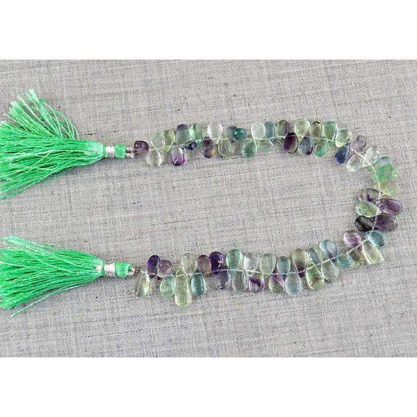 gemsmore:Amazing Multicolor Fluorite Beads Strand - Natural Pear Shape Drilled
