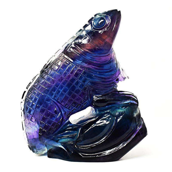 gemsmore:Amazing Multicolor Fluorite Carved Chameleon Gemstone