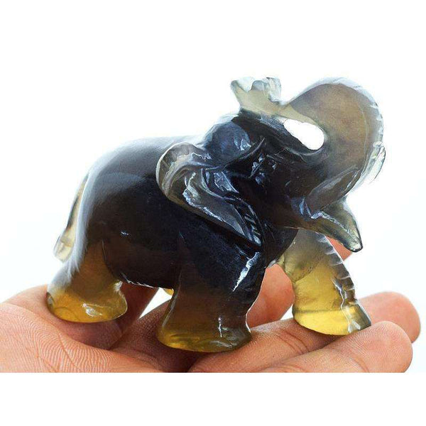 gemsmore:Amazing Multicolor Fluorite Carved Elephant