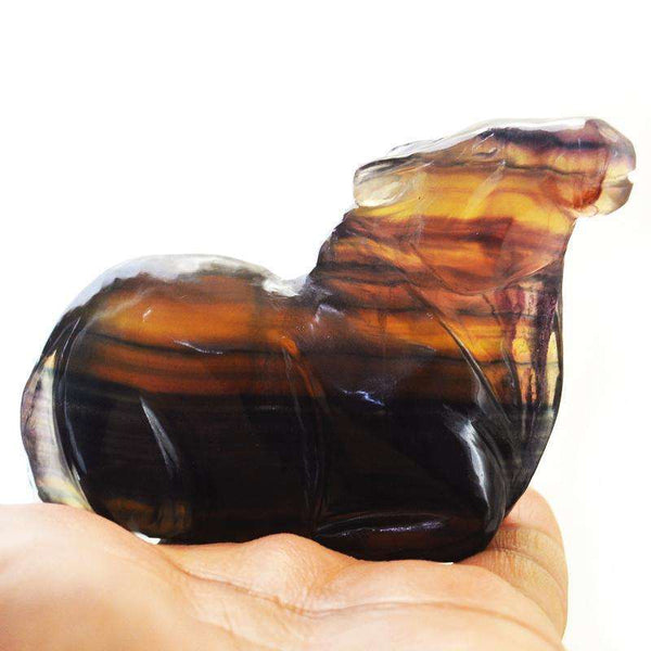 gemsmore:Amazing Multicolor Fluorite Carved Horse