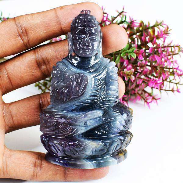 gemsmore:Amazing Multicolor Fluorite Carved Lord Buddha Idol