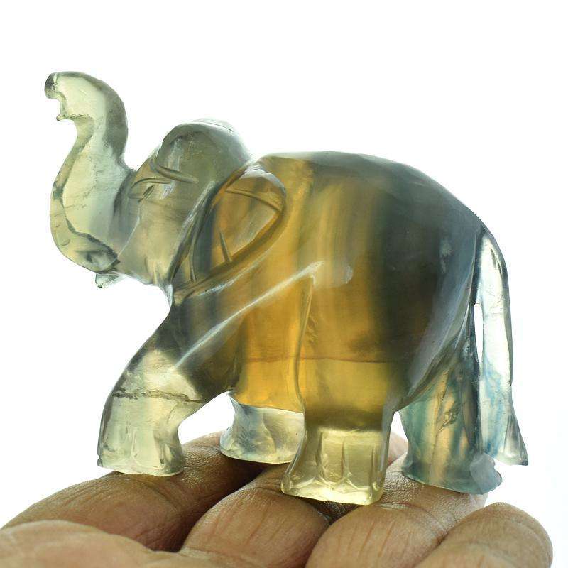 gemsmore:Amazing Multicolor Fluorite Hand Carved Elephant