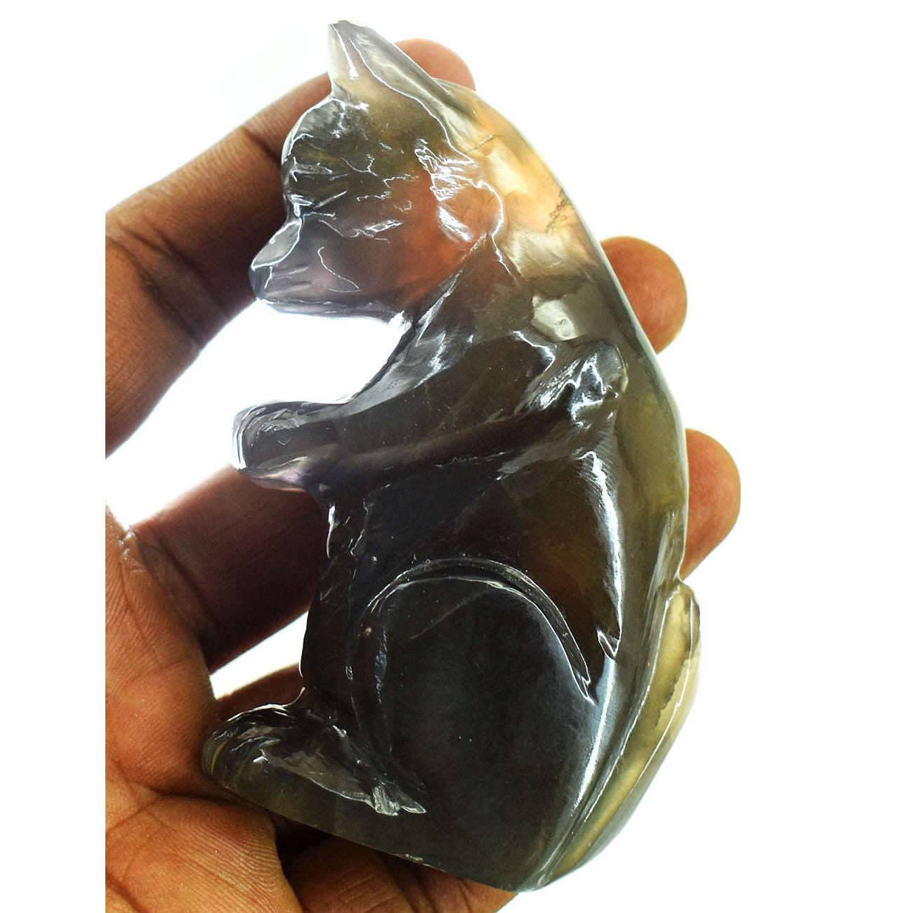 gemsmore:Amazing Multicolor Fluorite Hand Carved Genuine Crystal Gemstone Carving Kangaroo