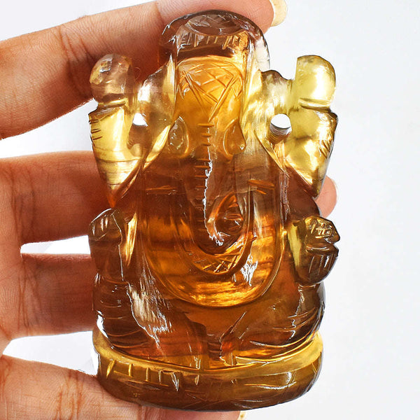 gemsmore:Amazing Multicolor Fluorite Hand Carved Lord Ganesha Idol