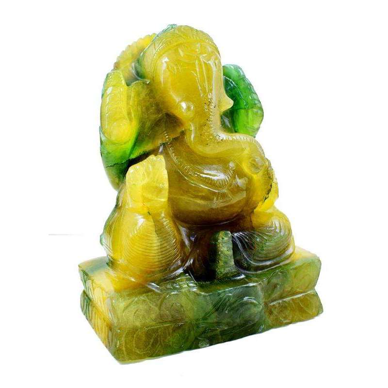 gemsmore:Amazing Multicolor Fluorite Hand Carved Lord Ganesha Idol