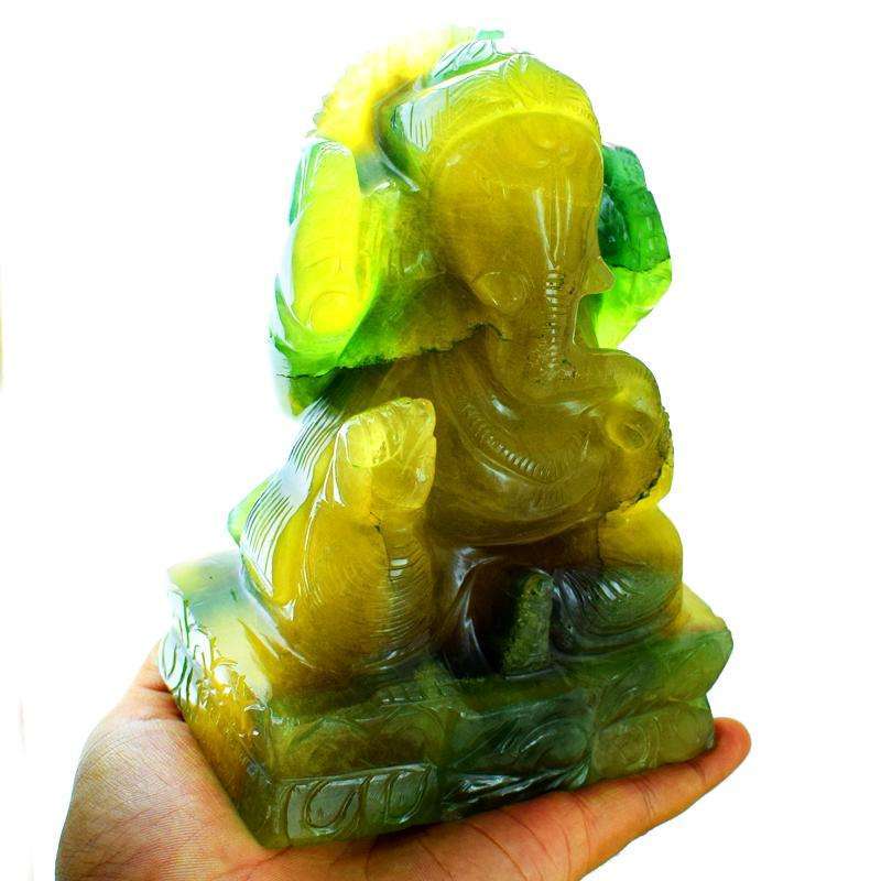 gemsmore:Amazing Multicolor Fluorite Hand Carved Lord Ganesha Idol