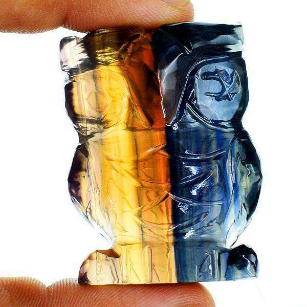 gemsmore:Amazing Multicolor Fluorite Hand Carved Owl