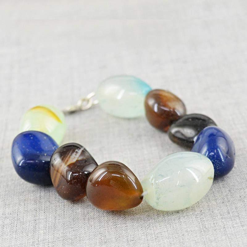 gemsmore:Amazing Multicolor Onyx Bracelet Natural Genuine Beads