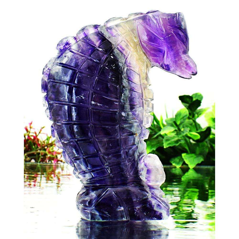 gemsmore:Amazing Multicolored Fluorite Hand Carved Seahorse