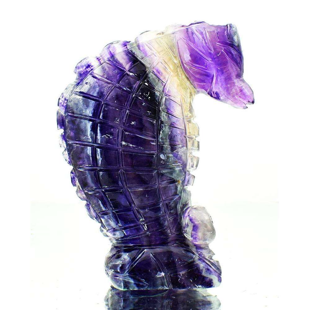 gemsmore:Amazing Multicolored Fluorite Hand Carved Seahorse