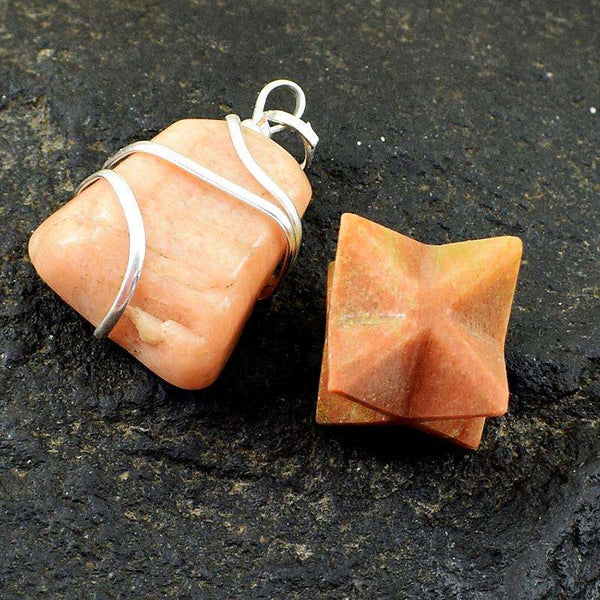 gemsmore:Amazing Natural Agate Merkaba &  Pendant